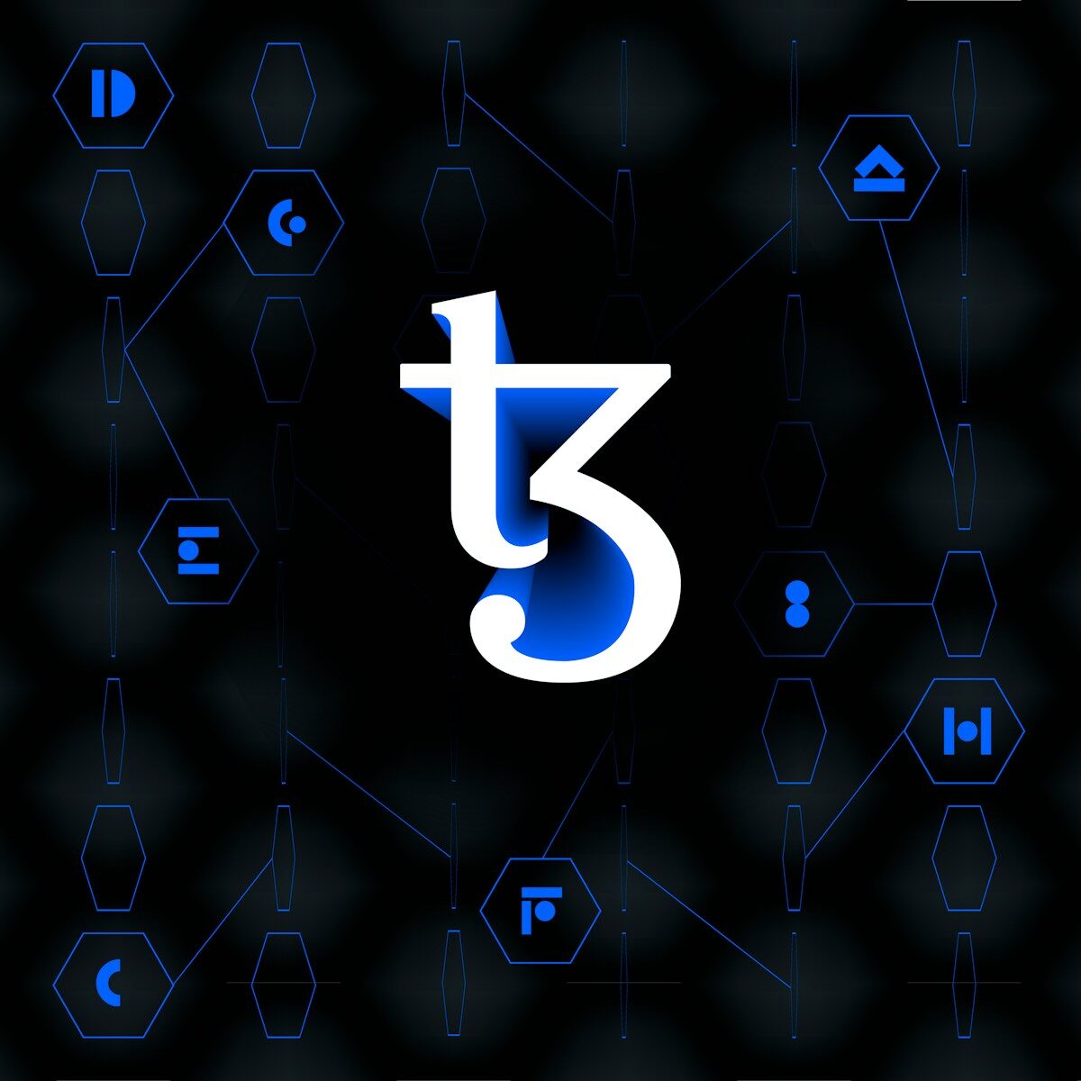 a blue and black background with the letter t5